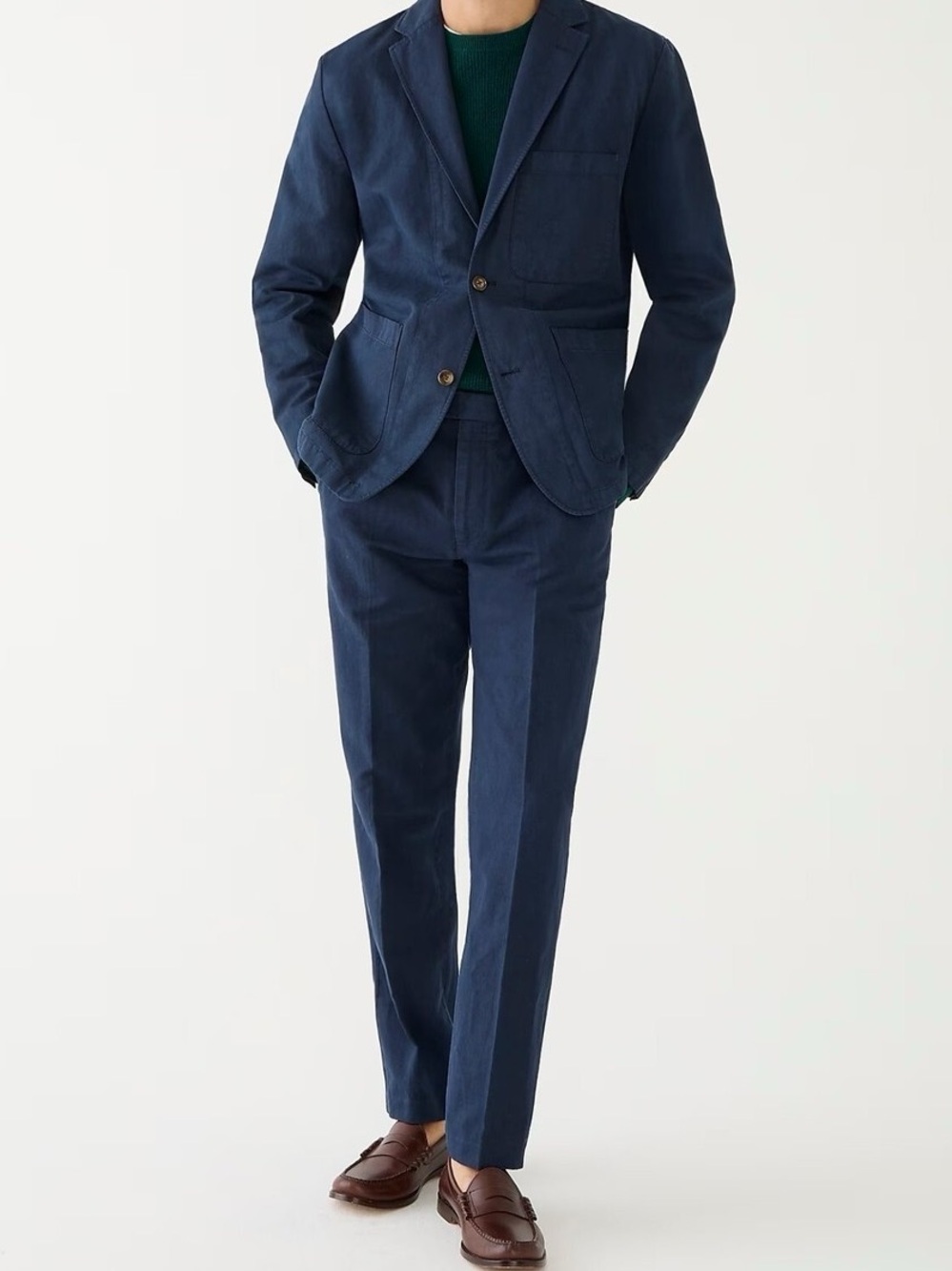 J. Crew Navy Cotton-Linen Chore Suit - 42R & 34